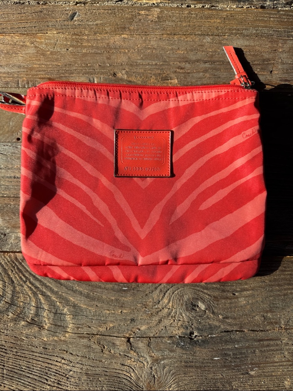 Coach zebra totes make up cases bag organizers pair/ set Hot Orange - Picture 13 of 13